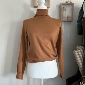 Madison Grey Turtleneck Long Sleeve Top in Orange Women’s Size L Fall Autumn